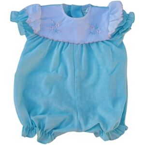 Vintage Cradle Togs Romper Blue|White Baby Girls 0-6 Months